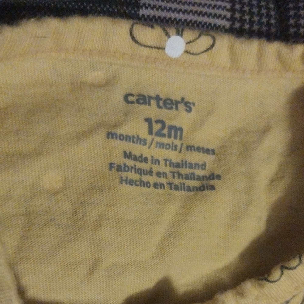 Carter's Yellow Bee-Print Long Sleeve Footed One-Piece - Picture 2 of 7